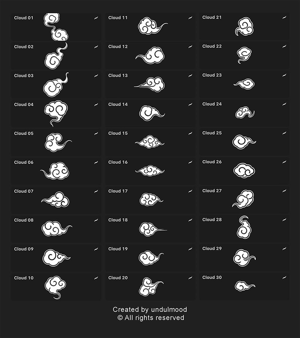 (Procreate) 60 Cloud stamps