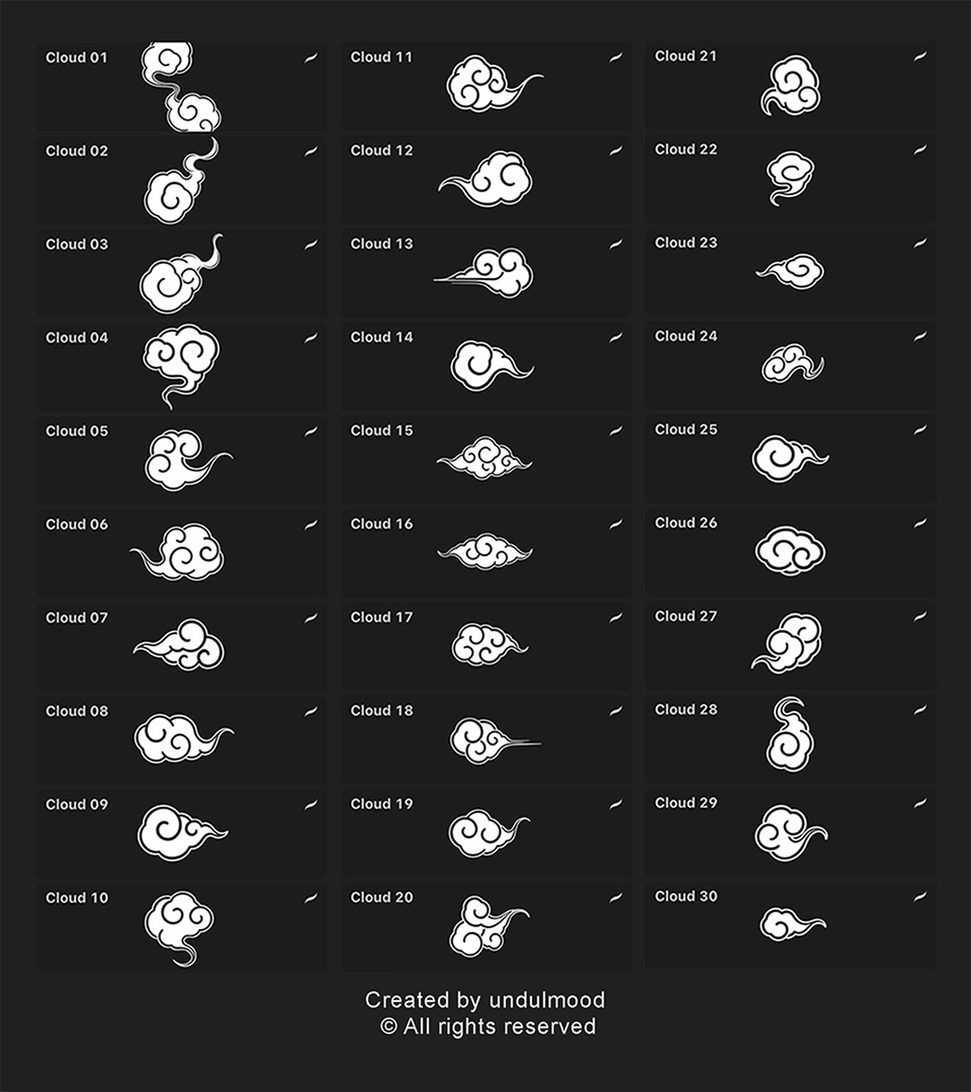 (Procreate) 60 Cloud stamps