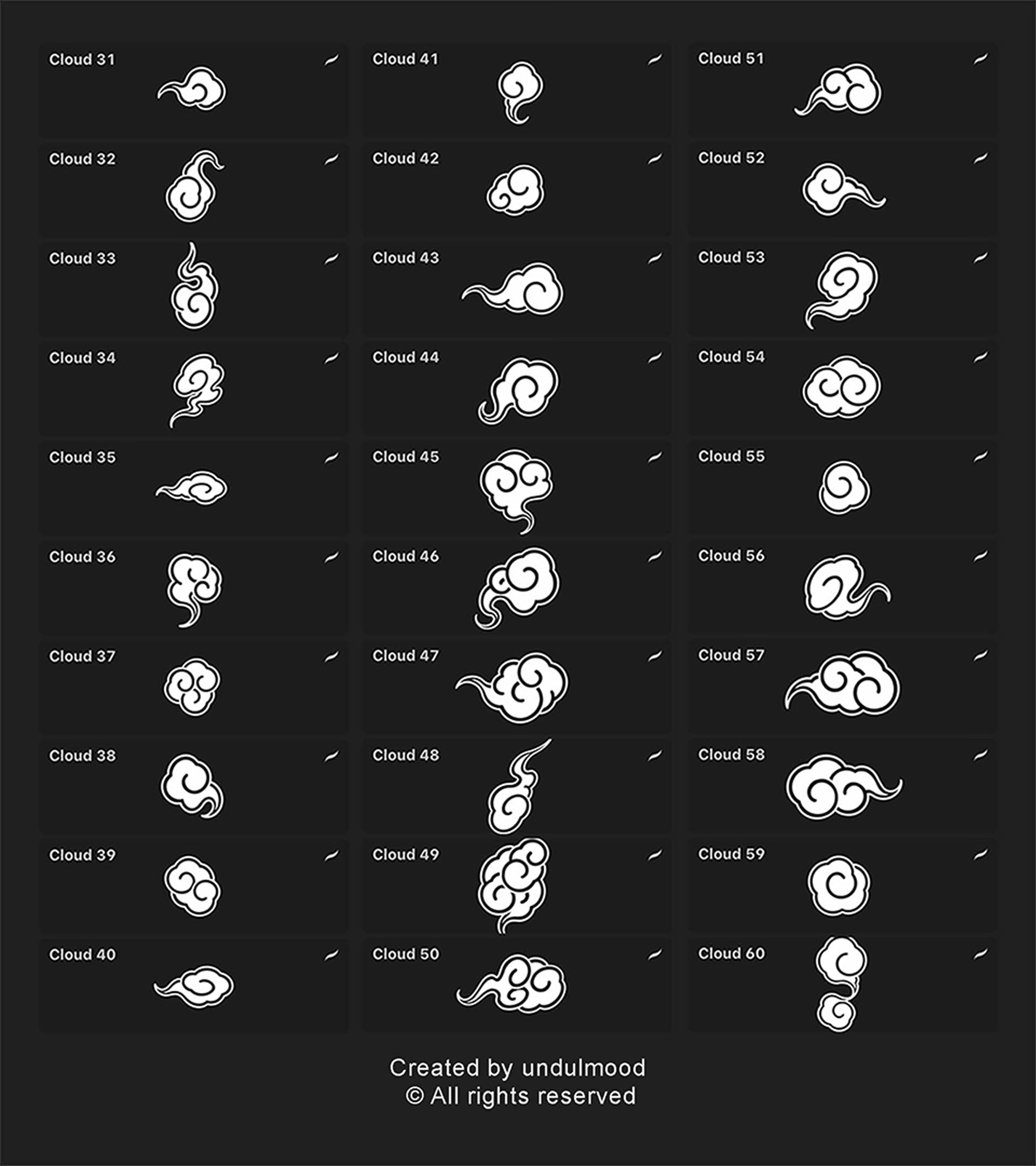 (Procreate) 60 Cloud stamps