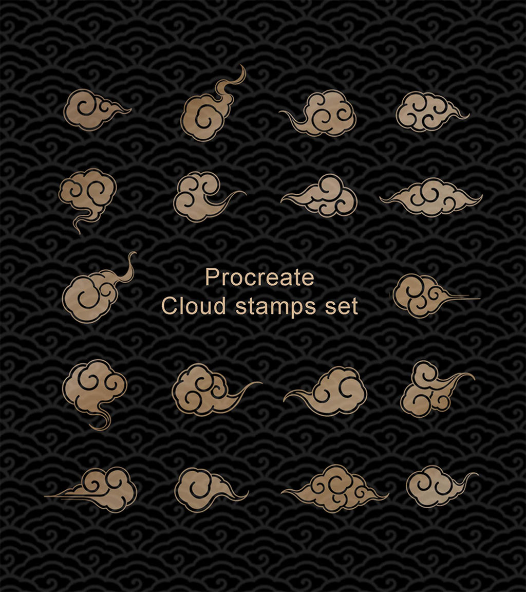 (Procreate) 60 Cloud stamps