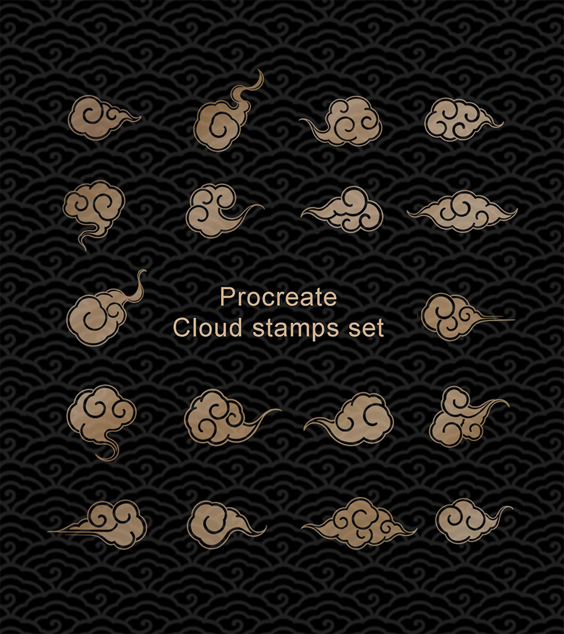 (Procreate) 60 Cloud stamps