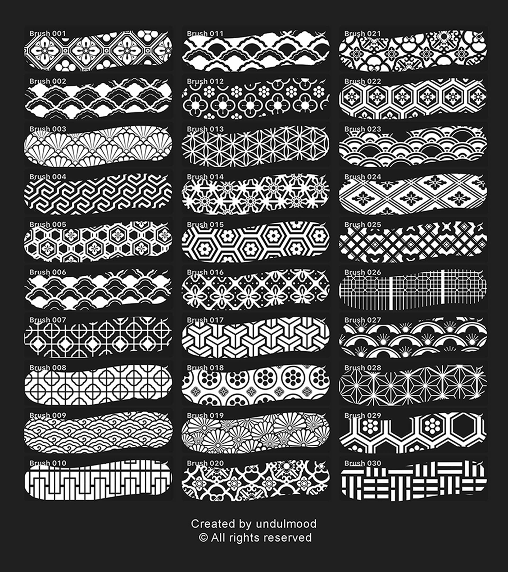(Procreate) Asian ornamental patterns Brush Set A