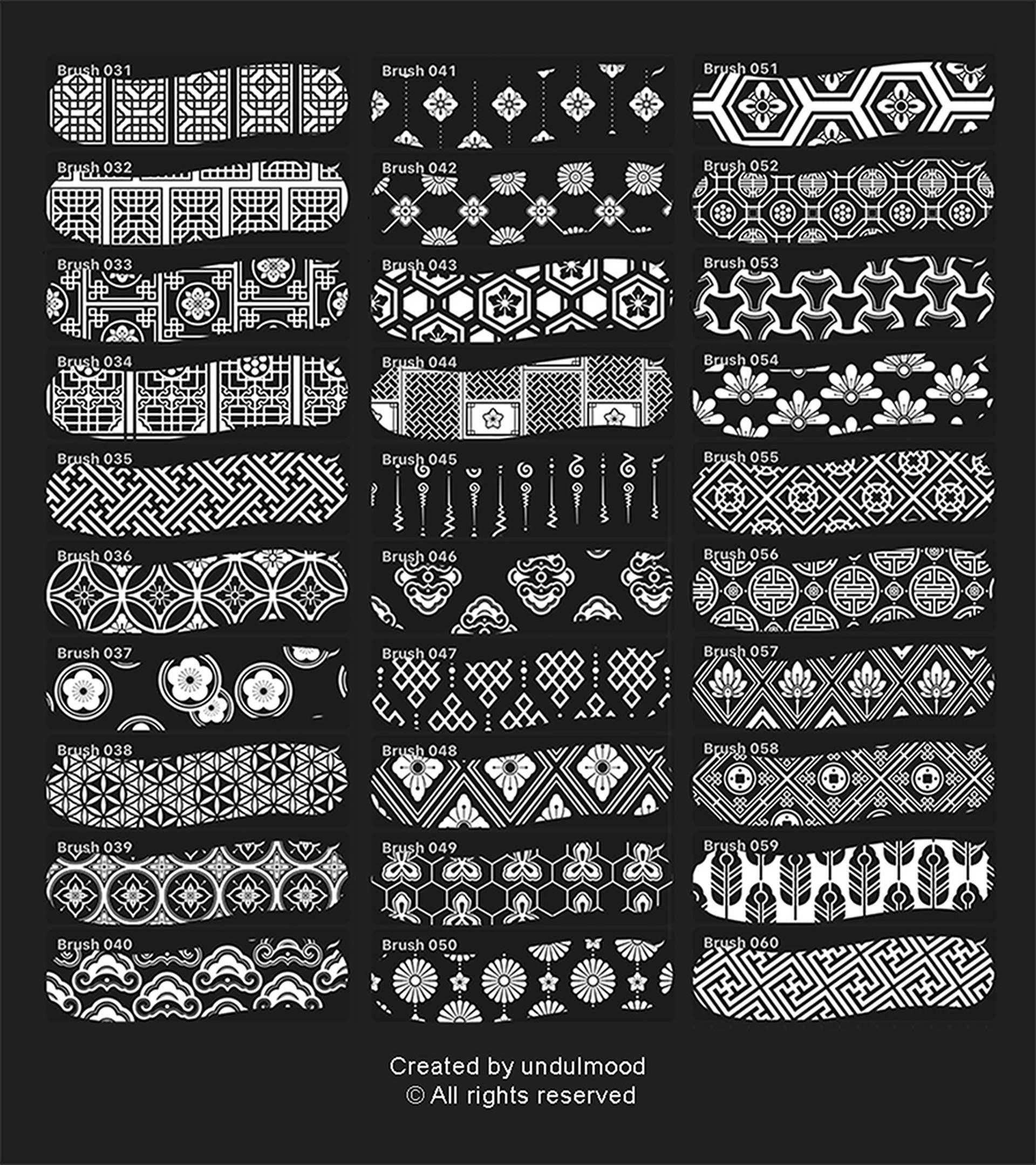 (Procreate) Asian ornamental patterns Brush Set B